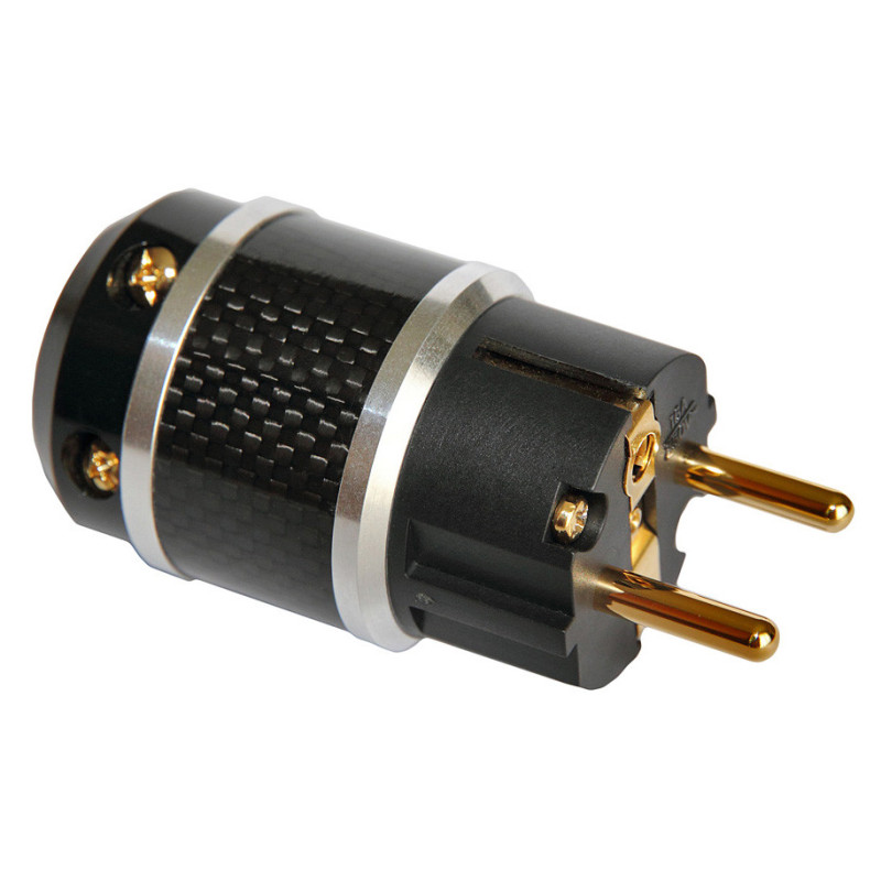 Power connector 220V schuko gold plated Carbon fiber