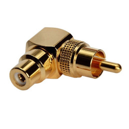RCA adaptor short ABS 90° angle male to female